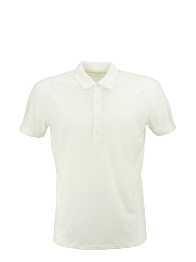 MAJESTIC LINEN POLO SHIRT WITH SHORT SLEEVES