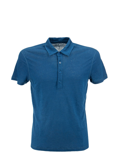MAJESTIC LINEN POLO SHIRT WITH SHORT SLEEVES
