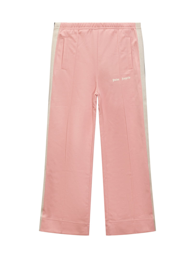 Palm Angels Kids' Logo-print Wide-leg Track Trousers In Pink