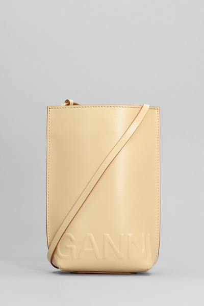 Ganni Shoulder Bag In Beige Leather