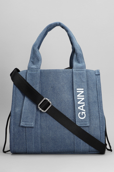 Ganni Tote In Blue Polyester