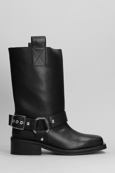 GANNI BOOTS IN BLACK SYNTHETIC LEATHER