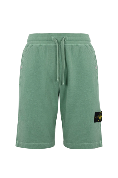Stone Island Cotton Bermuda Shorts 63460 Old Treatment In Light Green