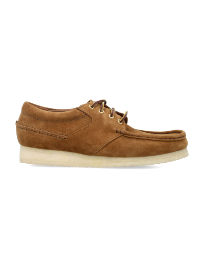 Clarks Wallabee Boat In Cola Suede