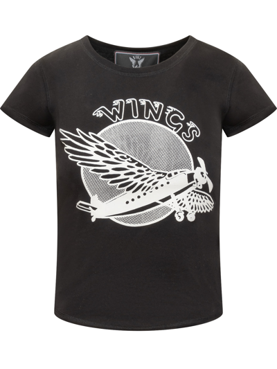 Stella Mccartney T-shirt With Wings Print In Black