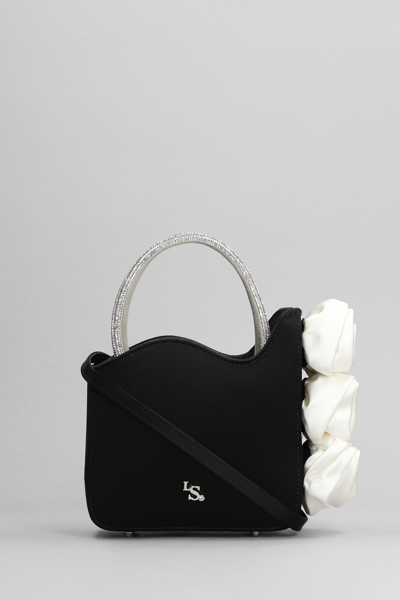 Le Silla Rose Hand Bag In Black Satin