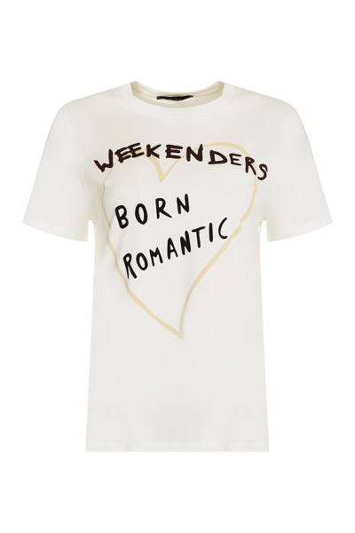 Weekend Max Mara Womens White Nervi Graphic-print Cotton-jersey T-shirt