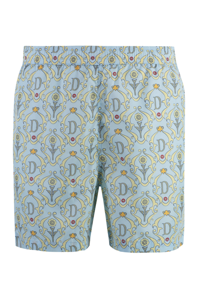 Drôle De Monsieur Plage Ornements Swim Shorts In Light Blue