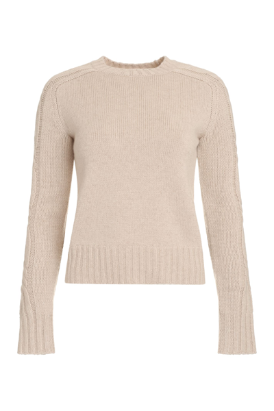 Max Mara Berlina Round Neck Cashmere Sweater In Beige