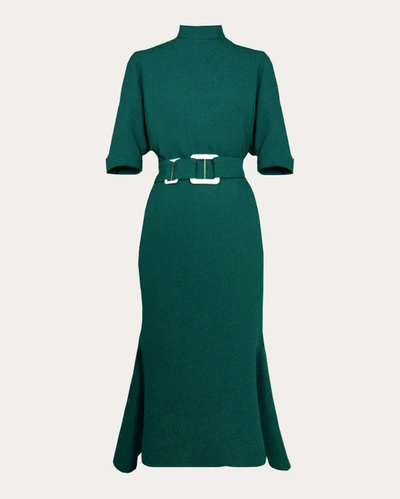 Edeline Lee Belted Pedernal Midi Dress In Green