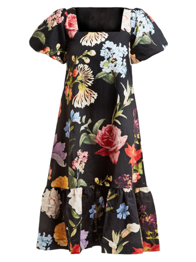 Mestiza New York Women's Jasmine Floral Cotton-linen Midi-dress In Midnight Garden