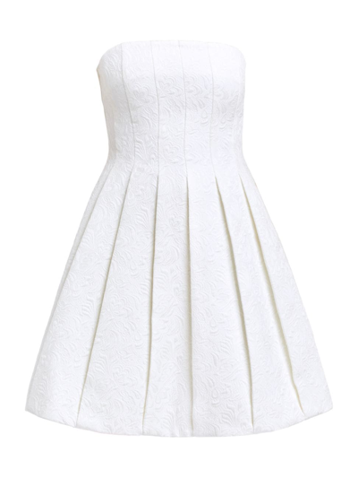 Mestiza New York Brielle Pleated Strapless Jacquard Mini Dress In Ivory