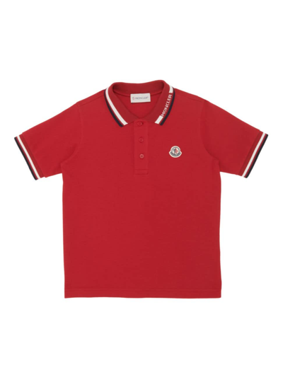 Moncler Little Boy's & Boy's Logo Polo Shirt In Red