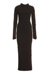 Balenciaga Ribbed Knit Maxi Dress With Asymmetric Design In Brown