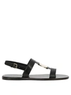 Ferragamo Capri Nappa Leather Flat Sandals With Vara Bow In Black