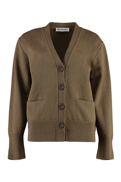 Our Legacy Khaki Compressed Cardigan In Brown