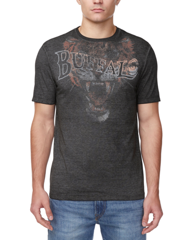 Buffalo David Bitton Men's Talop Faded Short Sleeve Crewneck Tiger Graphic T-shirt In Black
