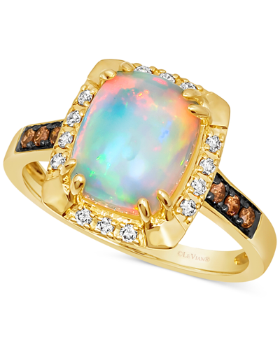 Le Vian Neopolitan Opal (1-5/8 Ct. T.w.) & Diamond (1/5 Ct. T.w.) Halo Ring In 14k Gold In No Color