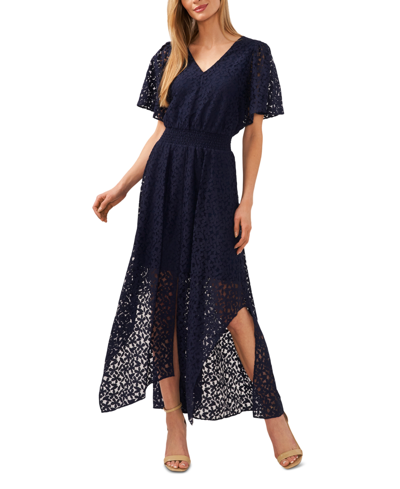 Cece Women's Lace Batwing Sleeve Maxi Dress In Classic Navy