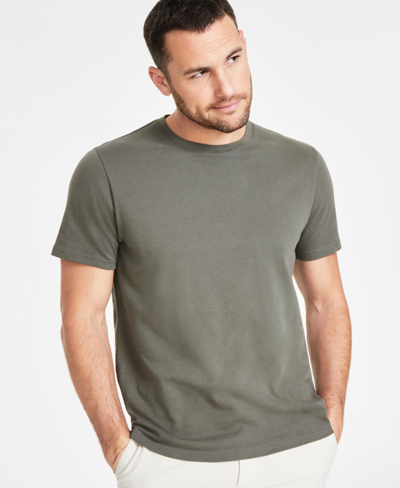 Inc International Concepts Men's Regular-fit Solid Crewneck T-shirt, Created For Macy's In Olive Twist