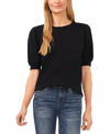 Cece Puff Sleeve Sweater In Rich Black