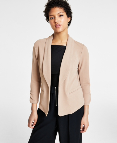 Bar Iii Women's Ruched 3/4-sleeve Knit Blazer, Created For Macy's In Warm Ginger