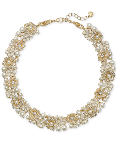 Charter Club Gold-tone Beaded Floral Necklace, 16" + 2" Extender, Created For Macy's