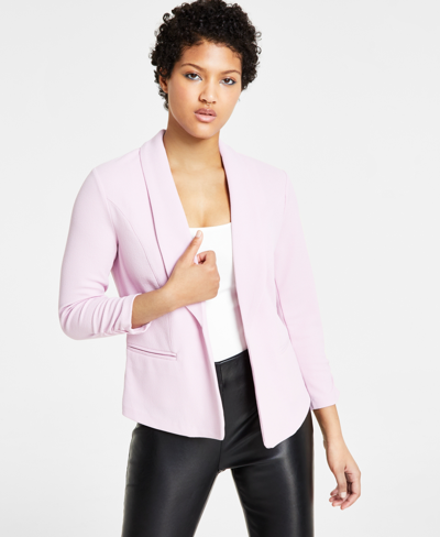 Bar Iii Women's Ruched 3/4-sleeve Knit Blazer, Created For Macy's In Pink Fluorite