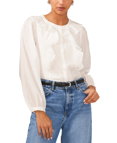 1.state Women's Button-front Ruffle Blouse In New Ivory