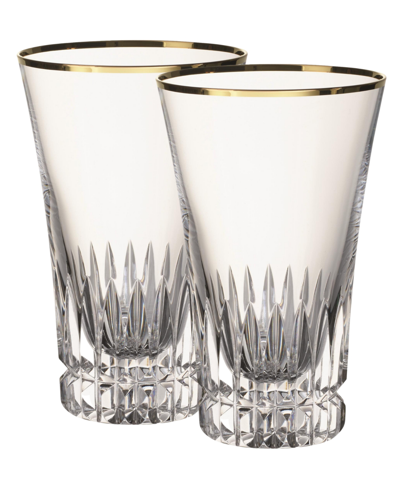 Villeroy & Boch Grand Royal Gold-tone Highball Glasses, Pair Of 2 In Clear