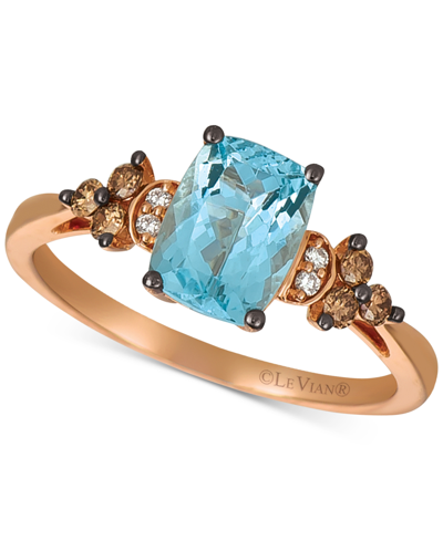 Le Vian Aquamarine (1-1/6 Ct. T.w.) & Diamond (1/5 Ct. T.w.) Ring In 14k Rose Gold In Aquamarine,rose Gold