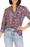 Kut From The Kloth Jasmine Chiffon Blouse In Potenza/navy In Potenza-navy