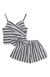 HABITUAL GIRL HABITUAL GIRL KIDS' STRIPE TIE FRONT SHORTS SET