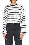 Frame Crop Bell Sleeve Tee In Navy Multi