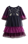 MINI BODEN MINI BODEN KIDS' HALLOWEEN EMBROIDERED COLORBLOCK TIERED TULLE DRESS