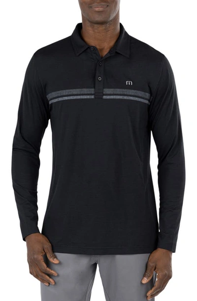 Travis Mathew Heater 2.0 Stretch Long Sleeve Golf Polo In Black