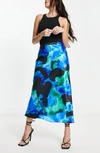 Asos Design Bias Cut Satin Midi Skirt In Medium Blue