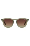 Quay Jackpot 44mm Polarized Round Sunglasses In Green / Brown Polarized
