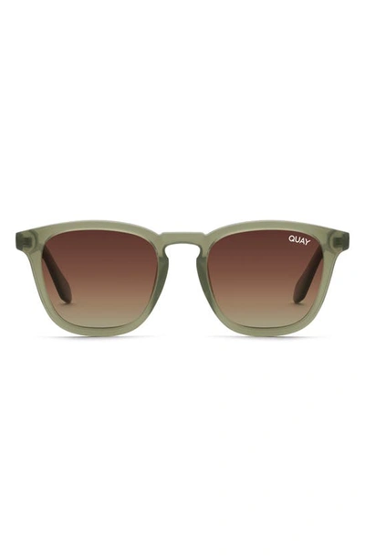 Quay Jackpot 44mm Polarized Round Sunglasses In Green / Brown Polarized