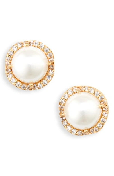 Kate Spade Crystal Stud Earrings In Cream/ Gold
