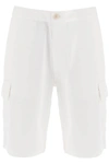 Brunello Cucinelli Bermuda Trousers In Light Cotton Fleece In White