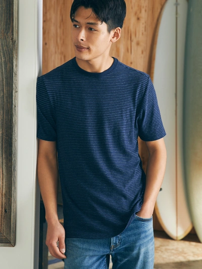 Faherty Short-sleeve Vintage Chambray T-shirt In Navy Cove Stripe