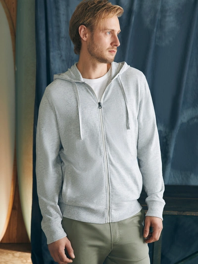 Faherty Sunwashed Slub Zip Hoodie In Light Grey Heather