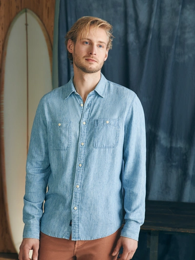 Faherty Tried And True Chambray Workshirt In Vintage Indigo
