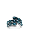 Fzn Sterling Silver London Blue Topaz & Lab Created White Sapphire Ring In Blue