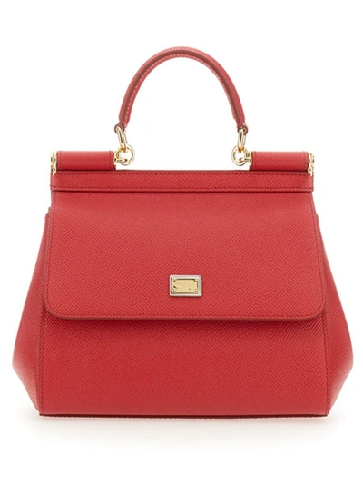 Dolce & Gabbana Red Leather Sicily Handle Bag
