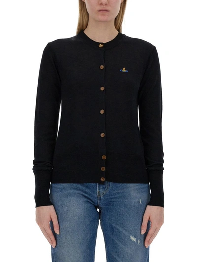 Vivienne Westwood Cardigan With Logo In Black