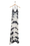 Go Couture Tie Dye Maxi Tank Dress In Black Grey Splotch
