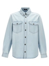 Versace Light Blue Shirt With Button In Light Blue