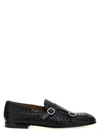Doucal's Blue Woven Leather Double-buckle Loafer In Blue
